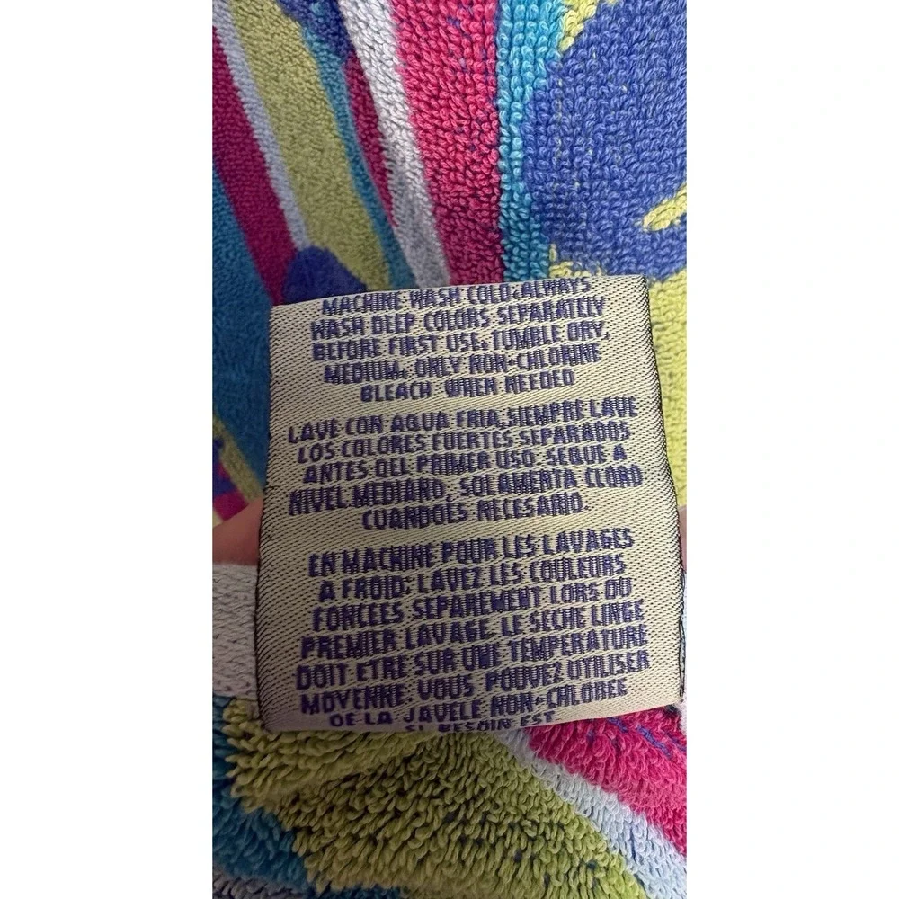 Cecil Saydah Vintage 90s Neon Multicolor Fish Frutiger 62x26 Beach Towel
